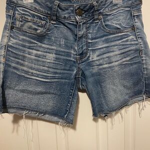 American Eagle Outfitters Blue Distressed Jean Shorts